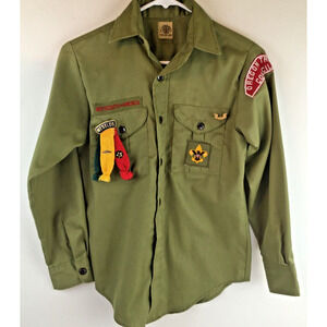 BSA Boy Scouts Official Shirt Long Sleeve Webelos tri color 3 pins